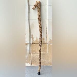 Vintage Crook Handle Dried Cholla Cactus Skeleton Walking Stick Cane
